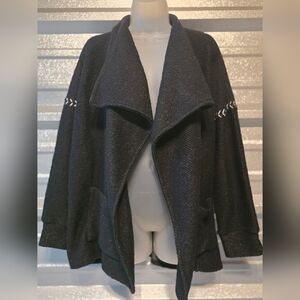 Lucky Brand Black Open Front Sweater